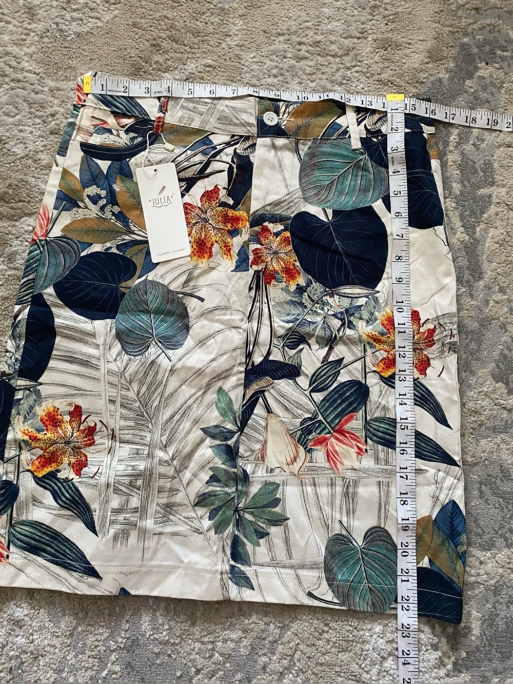 NWT Julia Lightweight Cotton Tropical Midi Skirt Palm Trees Flowers Leaves L - Picture 6 of 6